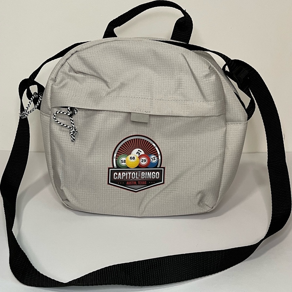 Light Gray Crossbody Bag with Black Strap